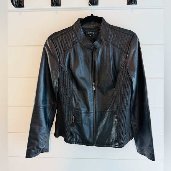 Renuar Jackets & Blazers - Renuar Black Leather Jacket, Size 10